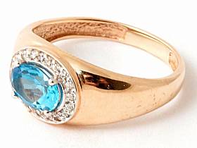 Золотое кольцо с кварцем и аметистом